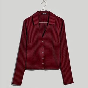 NWT Madewell Seersucker Crop Shirt, size M, Cabernet